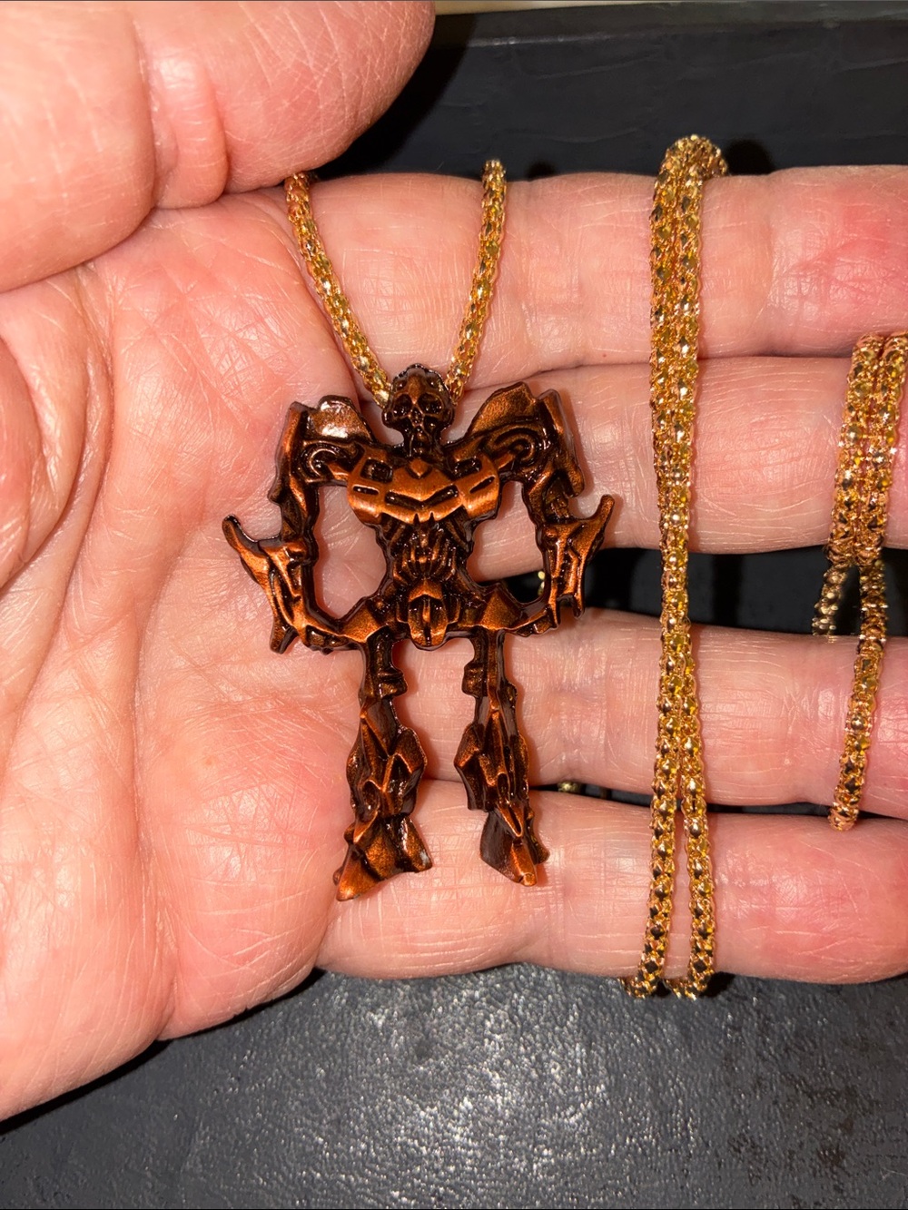 Robotic Bronze Pendant Necklace